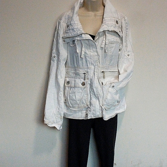 XL White Asymmetrical Zip-Up Jacket by Daytrip - Picture 1 of 15